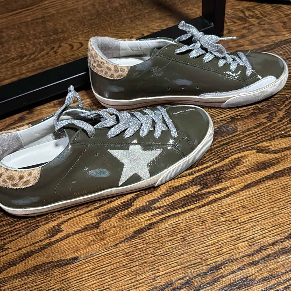 Golden Goose Olive Green Super Star Sneakers - Picture 2 of 6